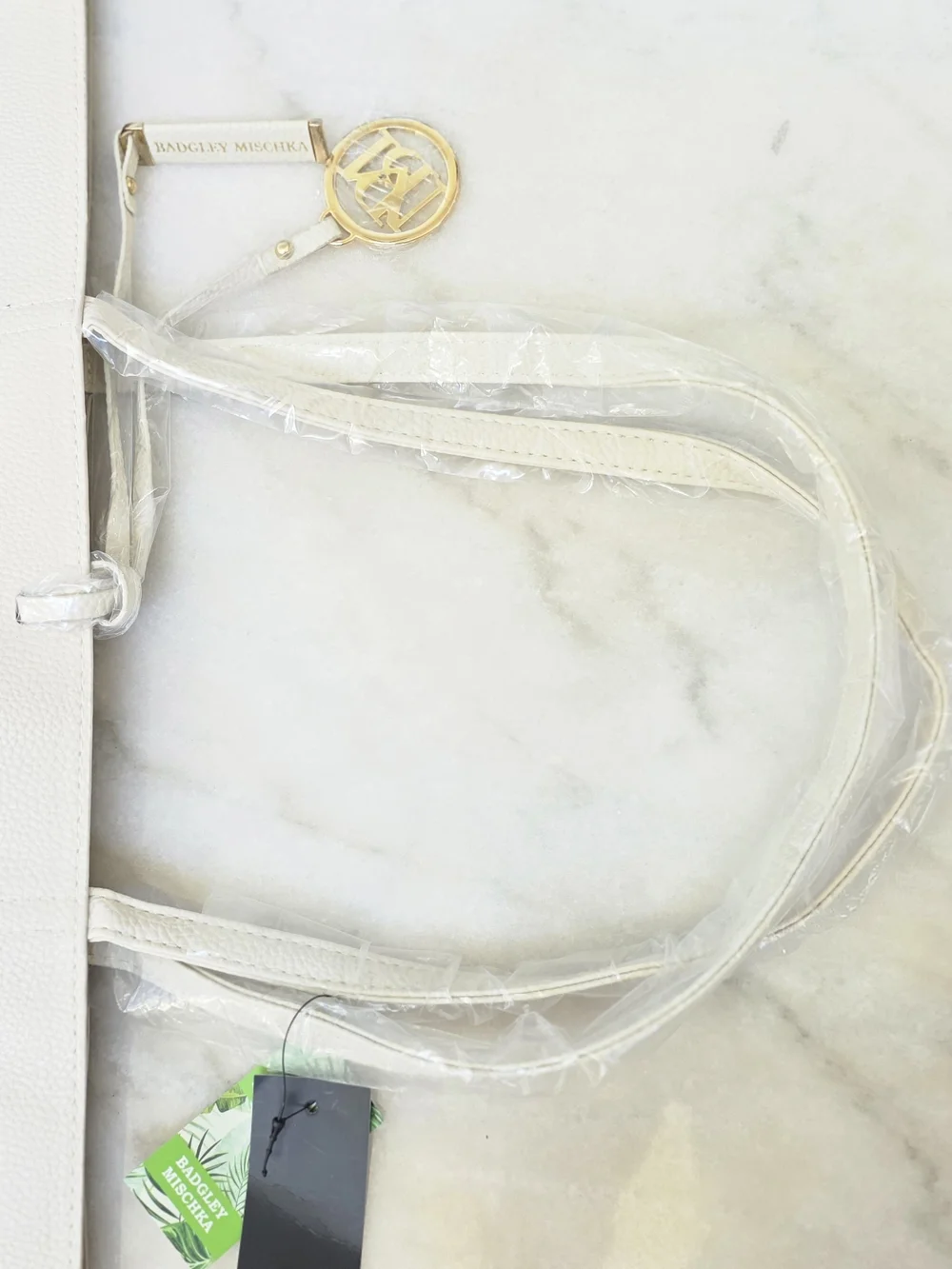 Badgley Mischka Decorative Chain Tote in Off-White